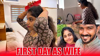 FIRST DAY AS A WIFE 😍  ഭർത്താവിന്റെ വീട്ടിൽ ആദ്യ ദിവസം 🥹  HOME TOUR  PULLOTHI [upl. by Irroc]