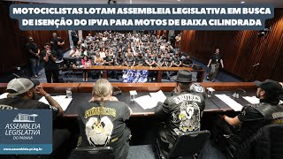 MOTOCICLISTAS LOTAM ASSEMBLEIA EM BUSCA DE ISENÇÃO DO IPVA PARA MOTOS DE BAIXA CILINDRADA [upl. by Ylera]