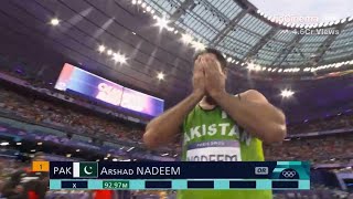 Arshad Nadeem Wins Gold Medal in Mens Javelin Throw Finals with 9297m throw at Paris Olympics 2024 [upl. by Alleen]