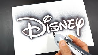 How to draw Disney logo with a stencil  Logo art  Stencil art [upl. by Hatti]