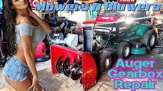 HOW TO REPLACE INSTALL CRAFTSMAN 928 SNOW BLOWER AUGER IMPELLER SHAFT GEARBOX FLANGE BUSHINGS REPAIR [upl. by Arnuad]