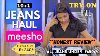 MEESHO JEANS haul 🙆🏻‍♀️👖  11 Bottoms  TRYON  Honest review  gimaashi [upl. by Ednargel]