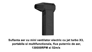 Suflanta aer cu mini ventilator electric cu jet turbo X3 flux puternic de aer 130000RPM si 52ms [upl. by Selfridge530]