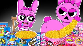 SPRUNKI Animation  PINKI Pregnant amp Baby PINKI Convenience Store Food  ASMR Mukbang [upl. by Wylde]