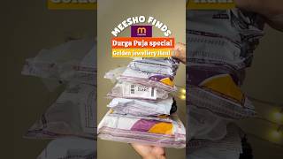 Meesho golden jewellery haul  Durga Puja special  necklace meeshofinds unboxing shorts [upl. by Aikan]