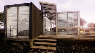 Modern 800 SQ Ft Shipping Container Home Virtual Tour [upl. by Ahsiugal]