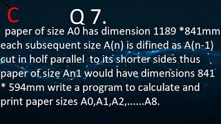 Paper of size A0 has dimensions 1189mm x 841mm c programming  c language  FutureTech9 [upl. by Nuawtna]