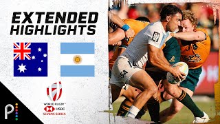 Australia v Argentina  2024 HSBC WORLD RUGBY SEVENS HIGHLIGHTS  12823  NBC Sports [upl. by Beichner107]