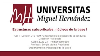 UDII Lec012 Estructuras subcorticales núcleos de la base I Parte 001umh0939 202223 [upl. by Gerkman]