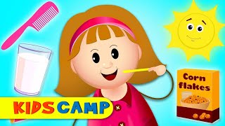 Morning Routine  Lets Wake Up With Elly Brush Your Teeth On the Finger Family Song by KidsCamp [upl. by Aryc198]