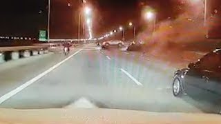 Horrific moment before a car plunges into sea on Penang Bridge [upl. by Muhcan]