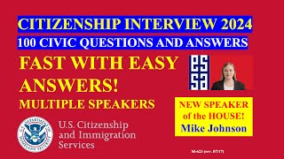 2024 EASY Answer Official 100 Civics Questions amp Answers Multiple Speakers US Citizenship Interview [upl. by Eadahc627]