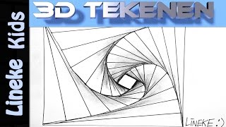 3D tekenen in stappen Optische illusie SPIRAAL voor beginners [upl. by Luapleahcim]