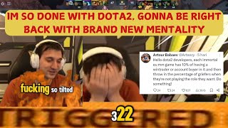 ARTEEZY SO TILTED CANT REACH 14K MMR AND GOING OFF STREAM GOT MENTAL DAMAGED dota2 arteezy [upl. by Corry]