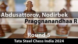 Abdusattorov Nodirbek  Praggnanandhaa R Tata Steel Chess India 2024 blitz Round 5 01 [upl. by Aivat]