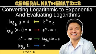 Writing Logarithmic Equations In Exponential Form  Evaluating Logarithms  General Mathematics [upl. by Hgielrebmik]