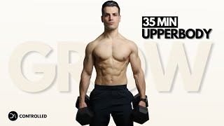 35 Min UPPER BODY DUMBBELL Workout  Chest Back Shoulders amp Arms  ABS  STRENGTH Focus [upl. by Annair]