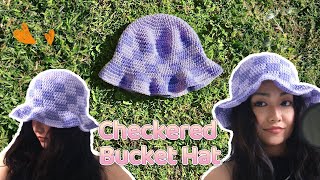 Checkered Bucket Hat Crochet Tutorial for Beginners [upl. by Inail]