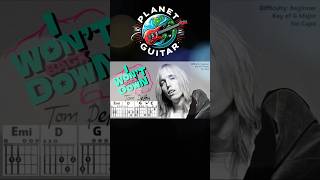 I WONT BACK DOWN NO CAPO by Tom Petty Beginner Guitar Chord TAB amp Strum PlayAlong shorts [upl. by Annahsat]