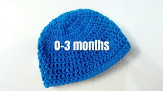 How To  Crochet a Simple Baby Beanie for 03 months [upl. by Loresz946]