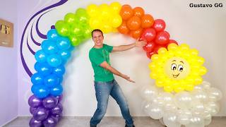 BALLOON ARCH TUTORIAL 🌈 balloon decoration ideas 🤩 birthday decoration ideas at home 🎈rainbow [upl. by Leyameg]