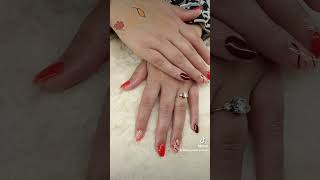 Pose de gel sur capsule 🧡 gelsurcapsules geluv geluvnails automne swirl ongles fallnailset [upl. by Shantha]