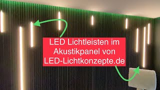 Akustik Panel Wandpanel TV Wand mit LED Lichtleisten LED Profile Raumbeleuchtung Wohnwand Design [upl. by Enilrem871]