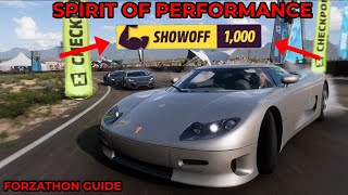 Forza Horizon 5  Forzathon Guide  Spirit Of Performance  SHOW OFF SKILL Guide  Koenigsegg CC8S [upl. by Iredale]