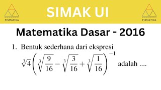 SOLUSI MATDAS SIMAK UI 2016 No1 [upl. by Patrice]