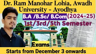 RMLAU BA BSC BCOM 1st3rd5th SEMESTER EXAM TIME TABLE 202425  RMLAU BA BSC BCOM EXAM SCHEME 2024✅ [upl. by Zenas317]