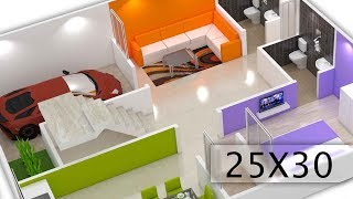 25X30 House plan 3d view by nikshail [upl. by Aihsenet687]