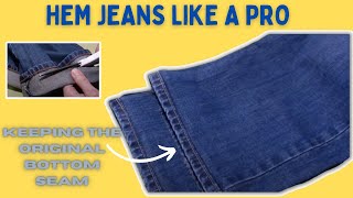 How to hem a pair of jeans and keep the same look using the original hem [upl. by Ilyse]