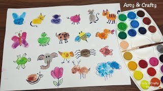 Finger Painting Art  Easy Thumb Painting Animals  Summer Fun Activities for kids by Arty amp Crafty [upl. by Ellecram]