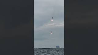 SpaceX Falcon Heavy boosters landing [upl. by Evonne646]