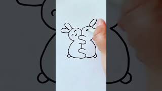 Pencil ✏️ art of rabbit 🐰Two rabbit hug drawing with pencil ✏️✏️rabbitdrawing pencilart ytviral [upl. by Allerbag]