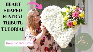 HOW TO MAKE FUNERAL FLOWERS  HEART DESIGN [upl. by Tish]