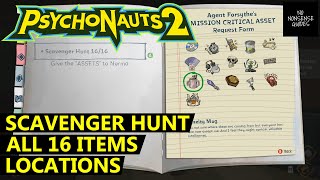 Psychonauts 2 Scavenger Hunt  All 16 Items Locations [upl. by Akinom]