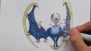 How to draw Lunala from Pokemon Moon ルナアーラ [upl. by Doscher857]