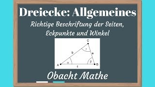 DREIECKE Allgemeines  Richtige Beschriftung der Seiten Eckpunkte und Winkel  ObachtMathe [upl. by Aiekal]