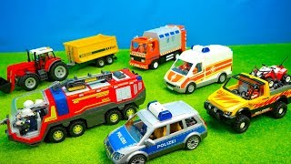 Feuerwehr Polizei amp Krankenwagen Traktor amp Jeep Bagger amp Laster Unboxing Kinderfilm [upl. by Hazrit391]