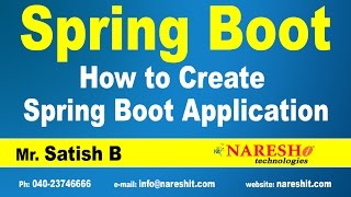 How to Create Spring Boot Application  Spring Boot Tutorial  Mr Satish B [upl. by Hegarty434]