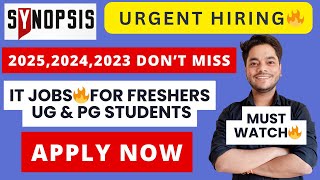 Software Engineer Jobs at Synopsys Freshers amp Experienced 01 Year  Apply Now 🔥  Job Updates [upl. by Hannon]