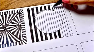 6 Easy and quick Optical illusion drawingspatternstricksabstract drawings [upl. by Crim507]