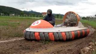 MAD81 hovercraft plying on a rough mud trails made by military trucks [upl. by Lyrradal629]