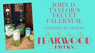 How to use John D Taylors Velvet Falernum in a cocktail Make a Chartreuse Swizzle [upl. by Aneba]