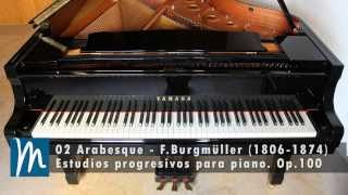 Burgmüller  Arabesque  Op 100 No 2  Curso de piano [upl. by Vescuso]