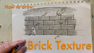 How to Draw 3D Brick Wall Texture Easyish [upl. by Elyk560]