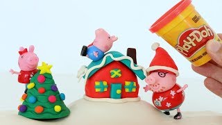 Plastilina Play Doh haciendo casita Navideña de Papá Noel para la familia de Peppa Pig TotoyKids [upl. by Mcripley243]