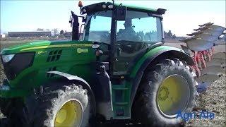 John Deere 6150R amp Vogel Noot  Aratura risaia 2018 [upl. by Ketty]