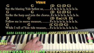 Deck the Halls Christmas Piano Cover Lesson in G with ChordsLyrics [upl. by Naginnarb]